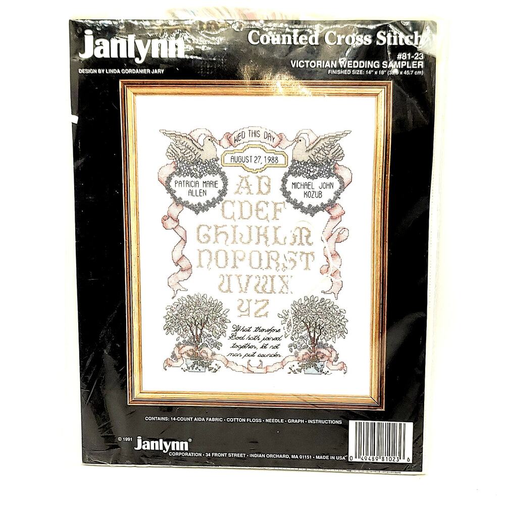 Vintage Cross Stitch Kit #81-23 Victorian Wedding Sampler